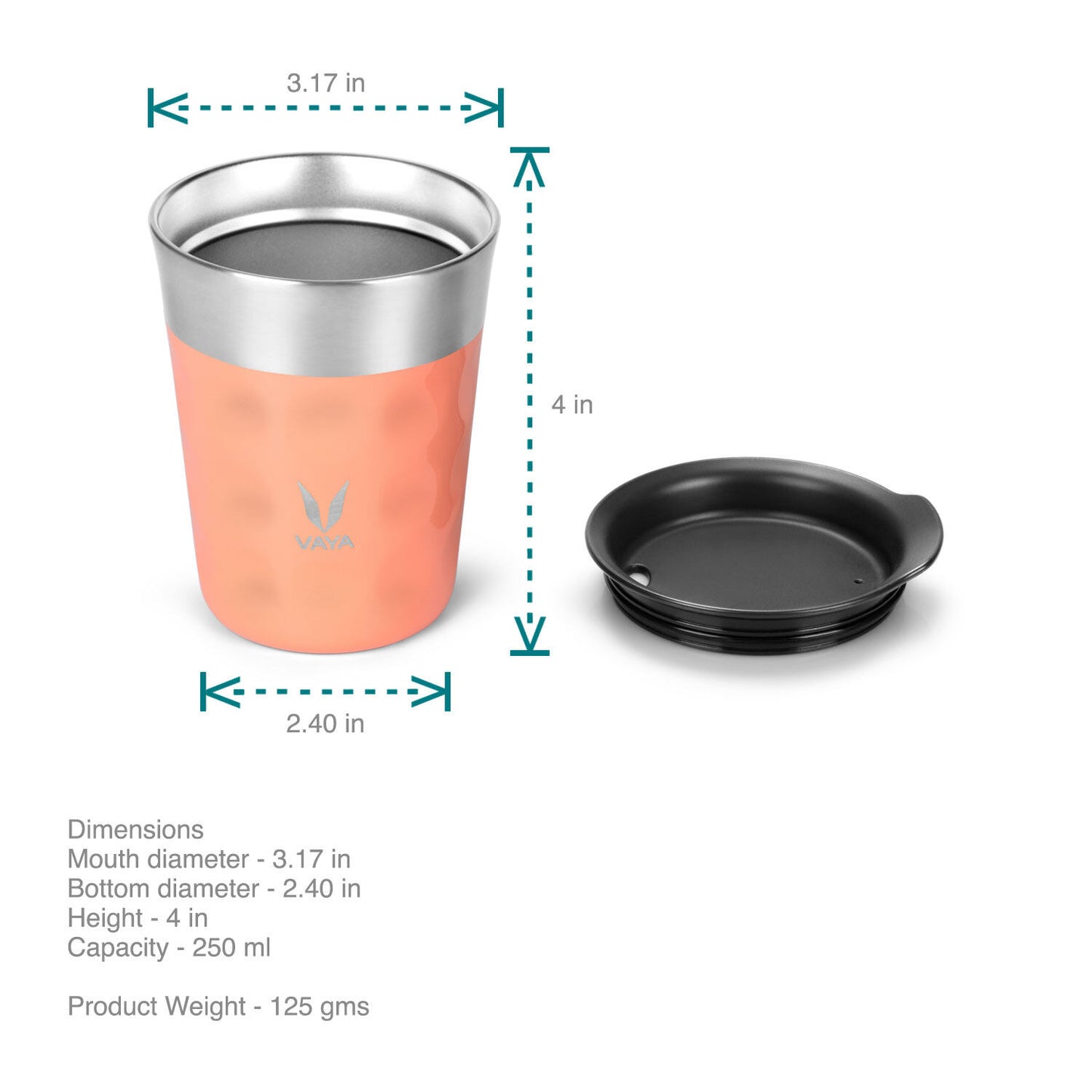 Tumbler Keluli Tahan Karat PopCup dengan Tudung, Mug Perjalanan Bertebat Vakum Dinding Dua Kali, 250ml 