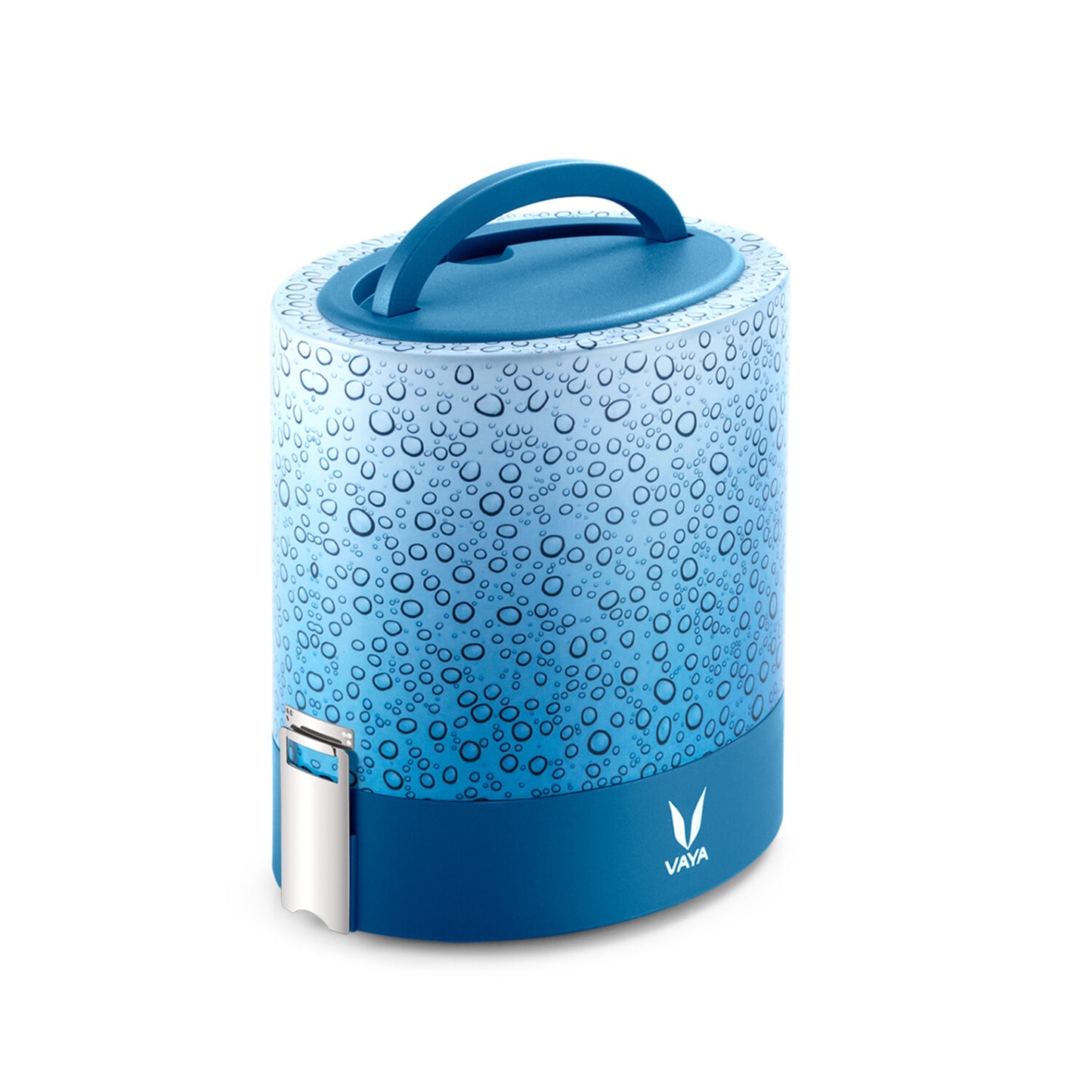 Tyffyn Black Polished Stainless Steel Lunch Box Without Bagmat, 1000 ml, 3 Containers, Black