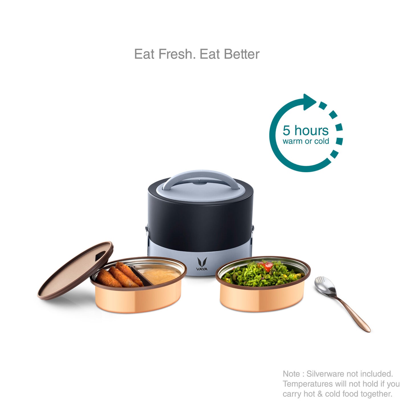 Tyffyn Copper-Finished Stainless Steel Lunch Box, 600 ml, 2 Containers