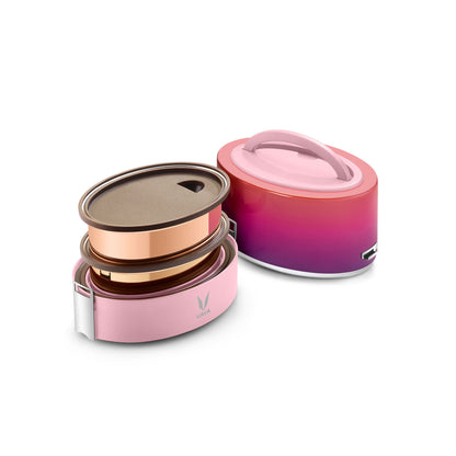 Tyffyn Copper-Finished Stainless Steel Lunch Box, 600 ml, 2 Containers