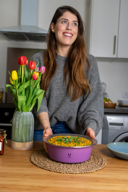 HauteCase - Kaserol Bertebat Keluli Tahan Karat Dengan Tudung | Periuk Kes Panas dan Bekas Makanan Termos | Kuali Periuk Kaserol Panas dengan Tudung 1.1L + Tudung Tindanan 