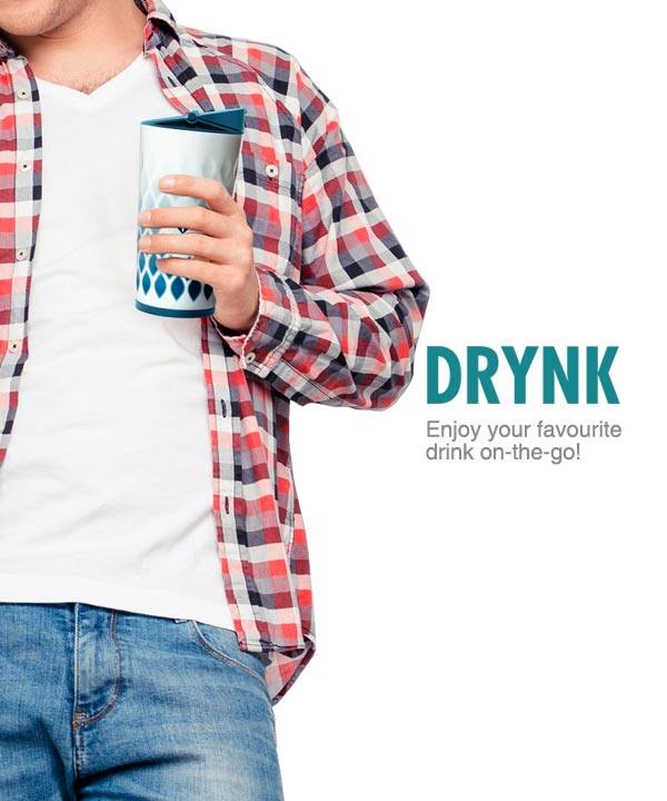 Drynk 350 ml 3 in 1 Vacuum Insulated Stainless Steel Gulper and Sipper Water Bottle (Tumbler+Sipper+Gulper) with 2 Cups, Thermos Flask