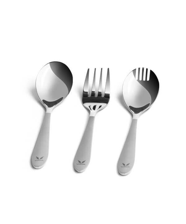 Stainless Steel Cutlery Set with Spoon, Fork and Spork - Set of 3