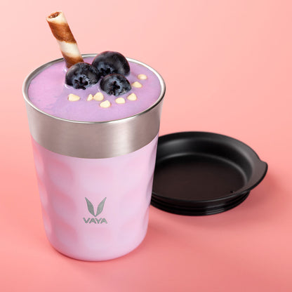 Tumbler Keluli Tahan Karat PopCup dengan Tudung, Mug Perjalanan Bertebat Vakum Dinding Dua Kali, 250ml 