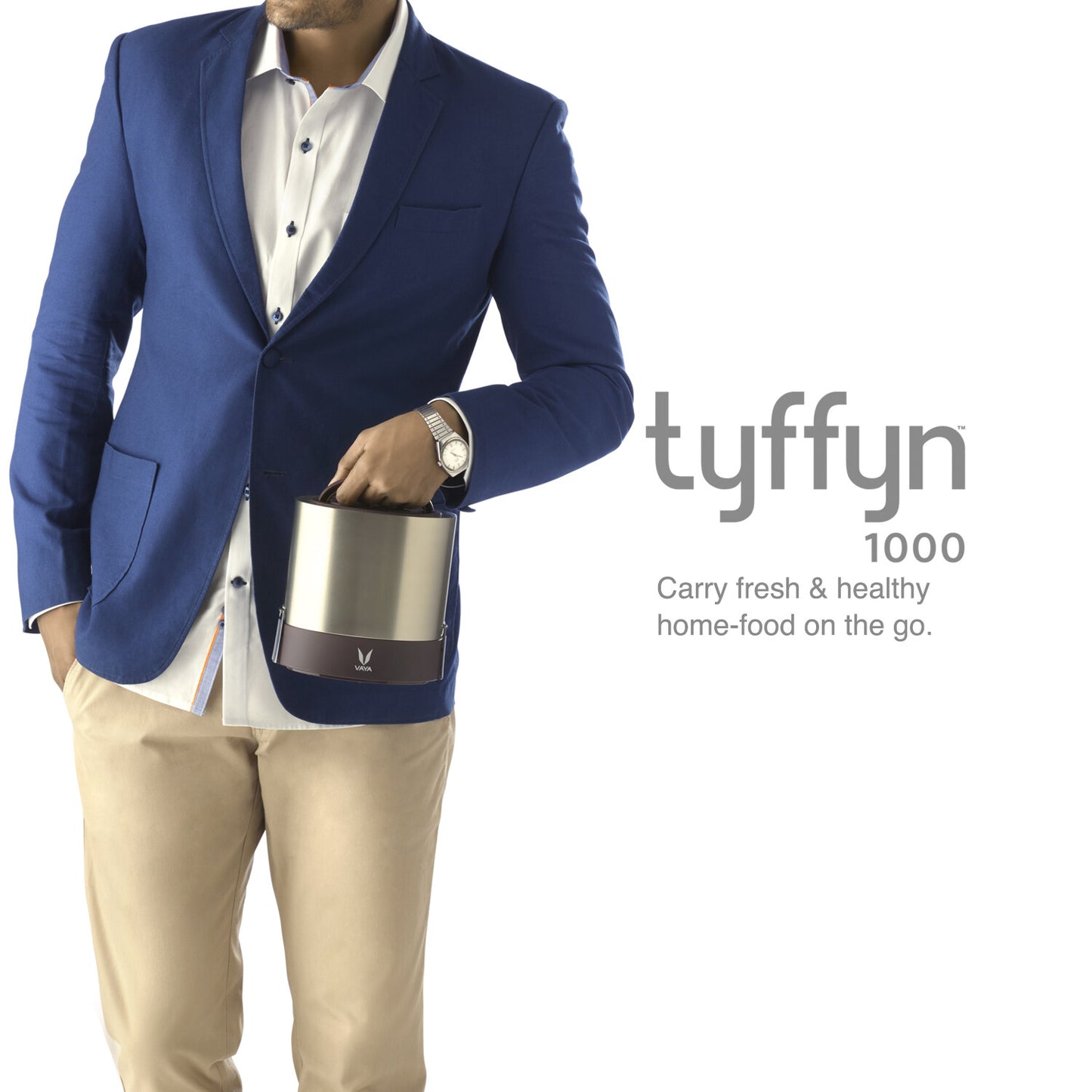 Tyffyn Copper Finished Stainless Steel Lunch Box Without BagMat, 1000 ml, 3 Containers