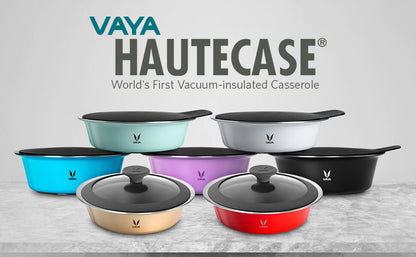 HauteCase - Kaserol Bertebat Keluli Tahan Karat Dengan Tudung | Periuk Kes Panas dan Bekas Makanan Termos | Kuali Periuk Kaserol Panas dengan Tudung 1.5L + Tudung Tindanan 