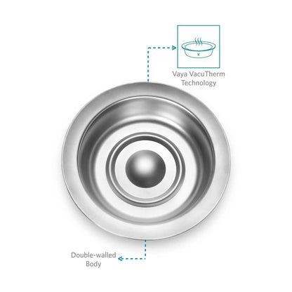 HauteCase - Kaserol Bertebat Keluli Tahan Karat Dengan Tudung | Periuk Kes Panas dan Bekas Makanan Termos | Kuali Periuk Kaserol Panas dengan Tudung 1.1L + Tudung Tindanan 