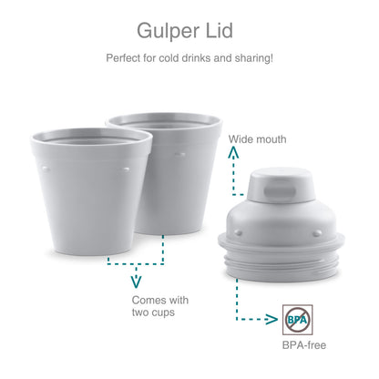 Drynk 350 ml 3 in 1 Vacuum Insulated Stainless Steel Gulper and Sipper Water Bottle (Tumbler+Sipper+Gulper) with 2 Cups, Thermos Flask