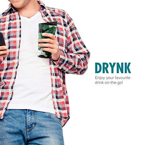 Drynk 350 ml 3 in 1 Vacuum Insulated Stainless Steel Gulper and Sipper Water Bottle (Tumbler+Sipper+Gulper) with 2 Cups, Thermos Flask