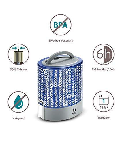 Tyffyn Copper Finished Stainless Steel Lunch Box Without BagMat, 1000 ml, 3 Containers